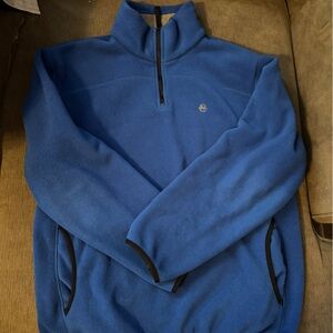 Blue Fleece Pullover with Black Trim